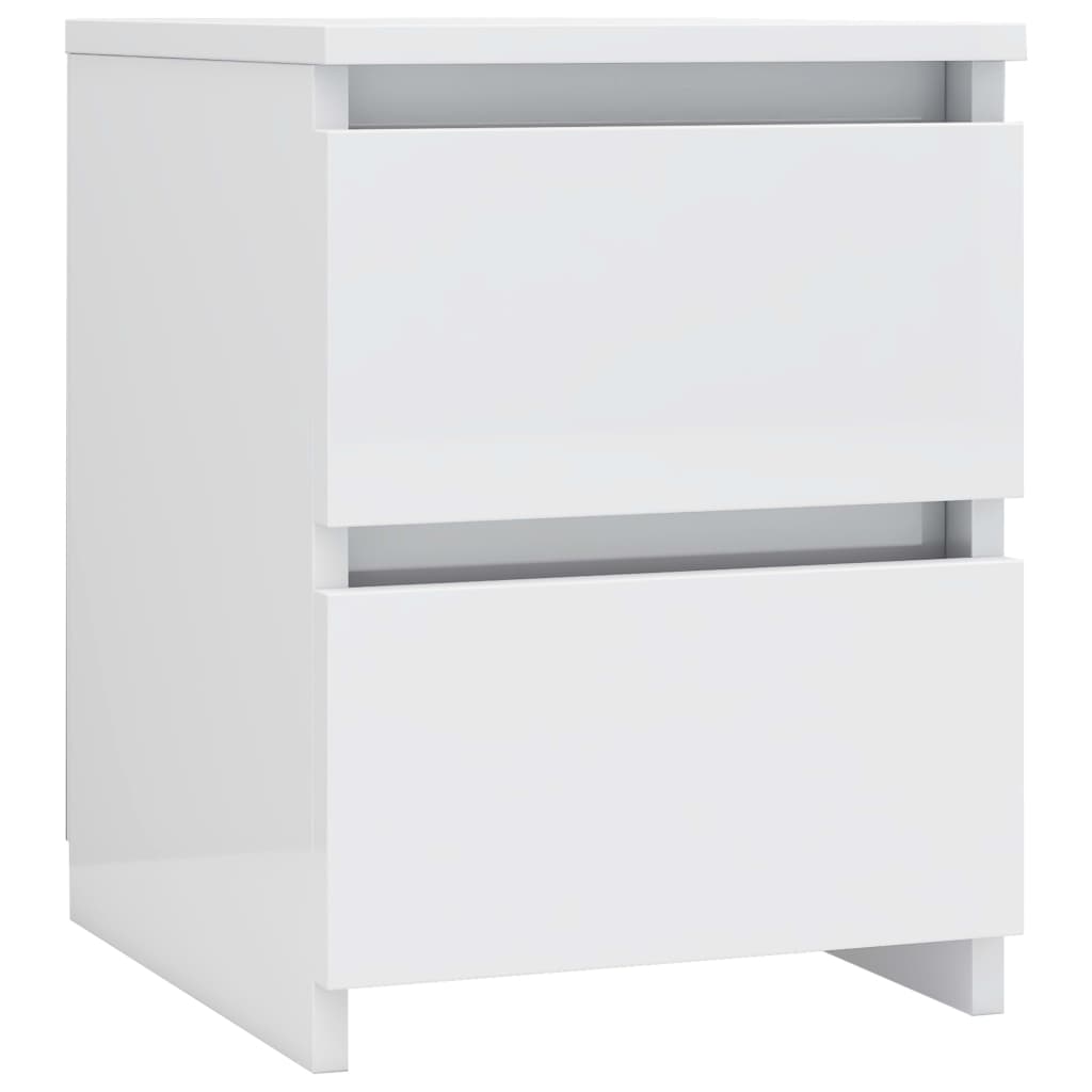 Bedside Cabinet High Gloss White 30x30x40 cm Engineered Wood - Newstart Furniture