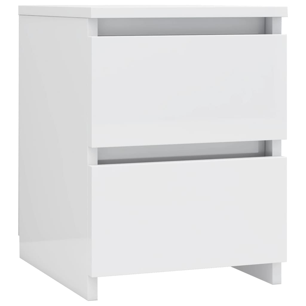 Bedside Cabinets 2 pcs High Gloss White 30x30x40 cm Engineered Wood - Newstart Furniture