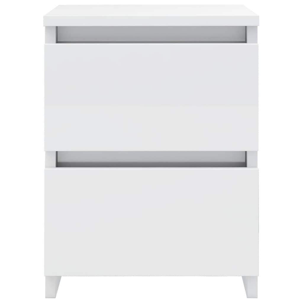 Bedside Cabinets 2 pcs High Gloss White 30x30x40 cm Engineered Wood - Newstart Furniture