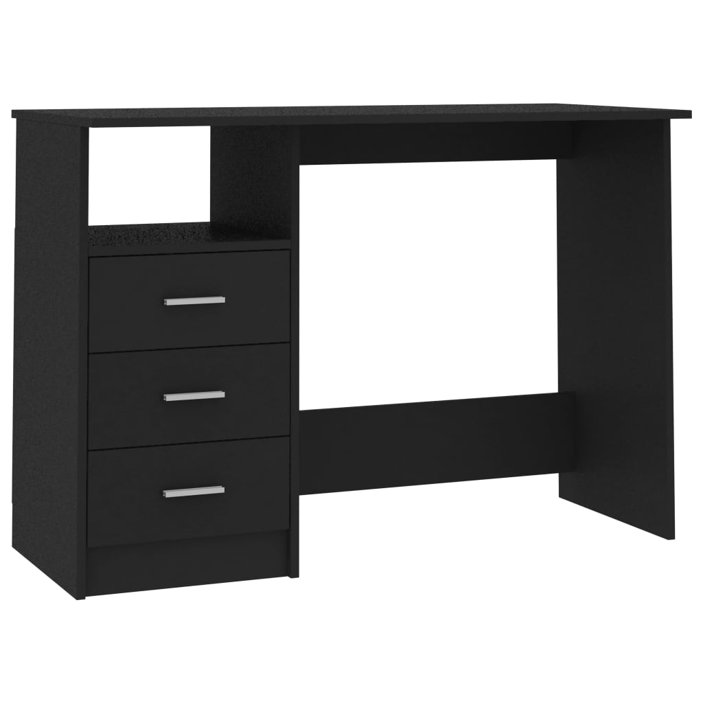 Desk with Drawers Black 110x50x76 cm Engineered Wood - Newstart Furniture
