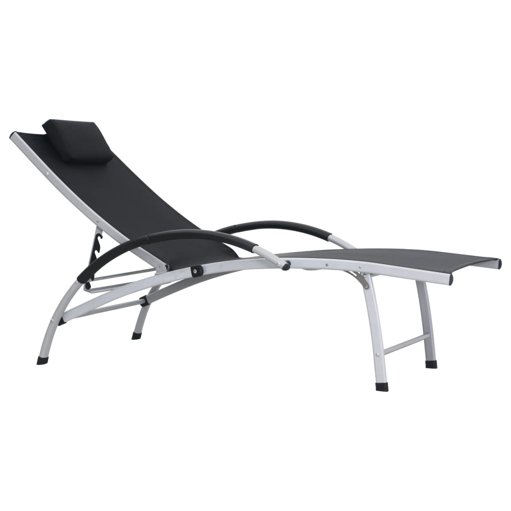 Sun Lounger Aluminium Textliene Black - Newstart Furniture