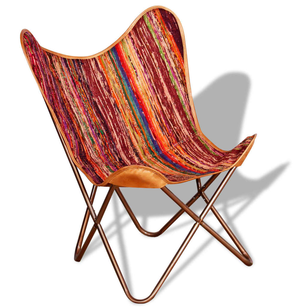 Butterfly Chairs 2 pcs Multicolour Chindi Fabric - Newstart Furniture