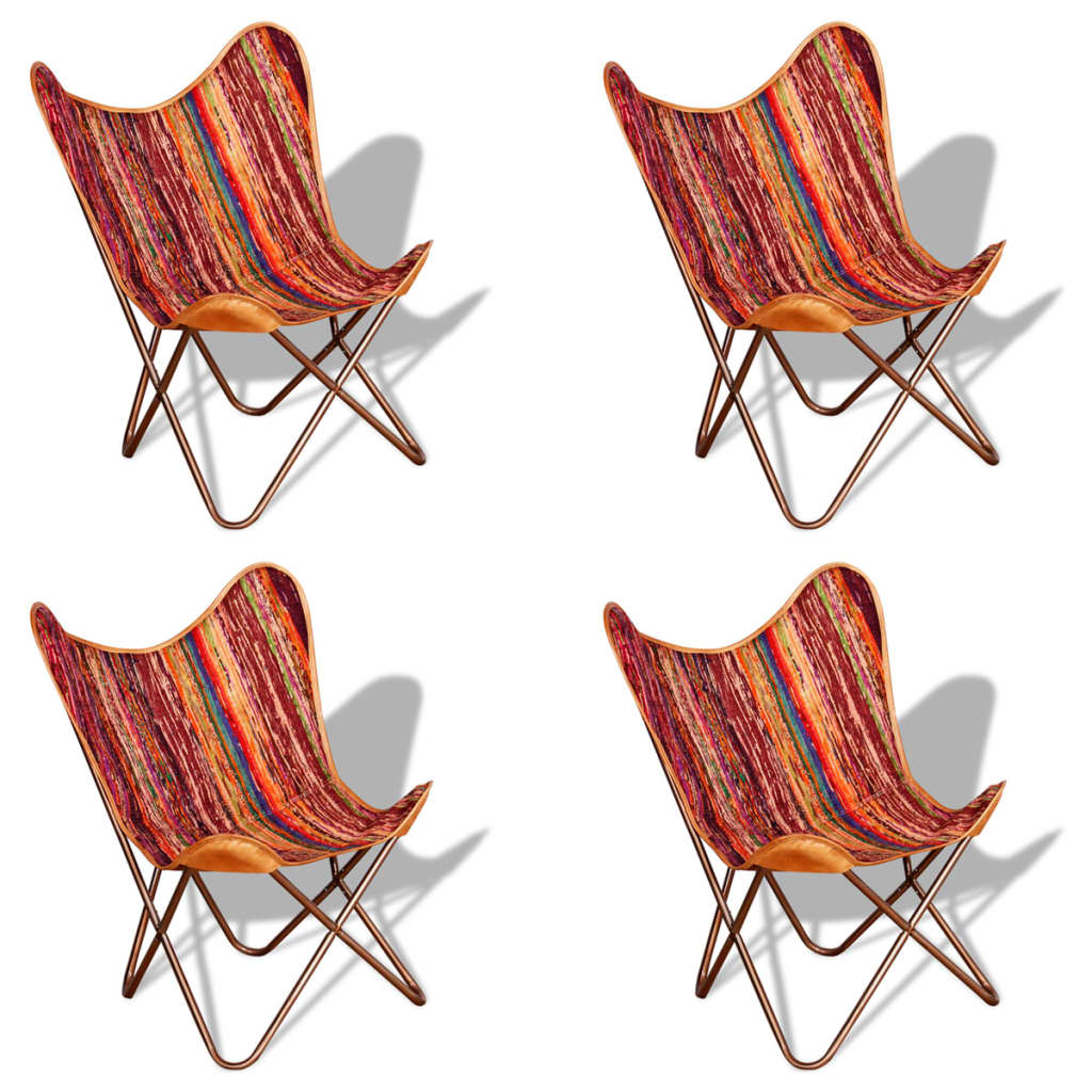 Butterfly Chairs 4 pcs Multicolour Chindi Fabric - Newstart Furniture