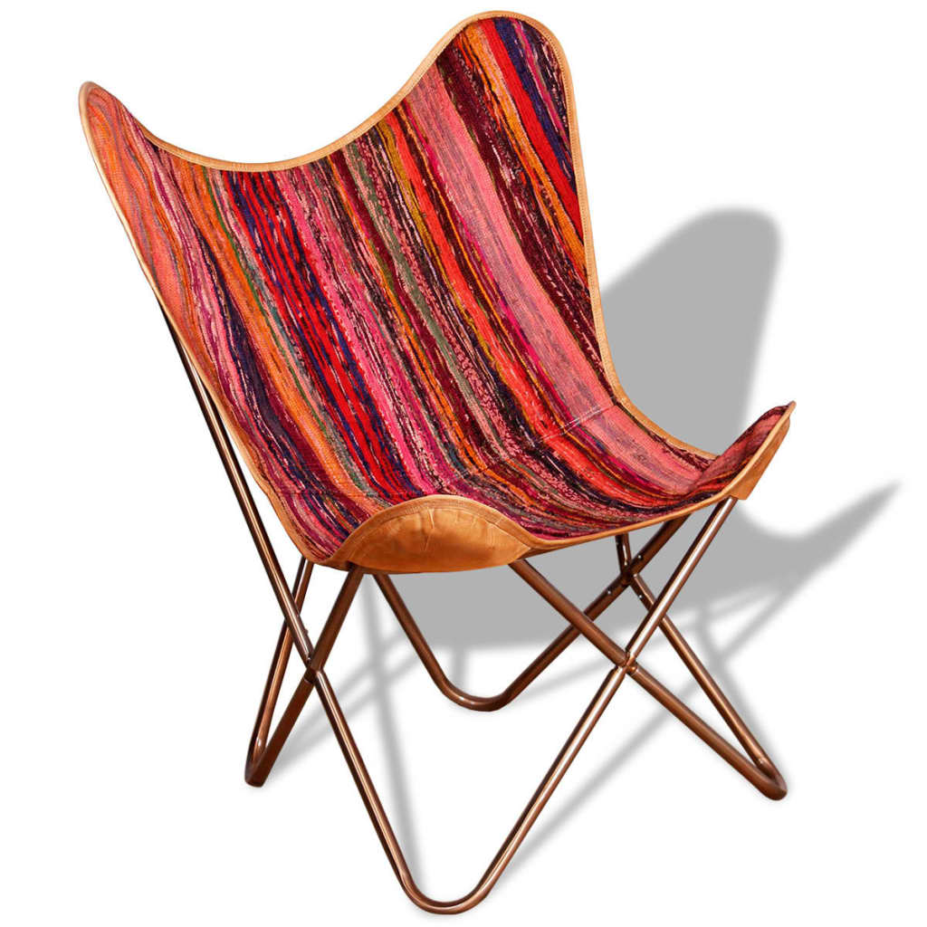 Butterfly Chairs 4 pcs Multicolour Chindi Fabric - Newstart Furniture