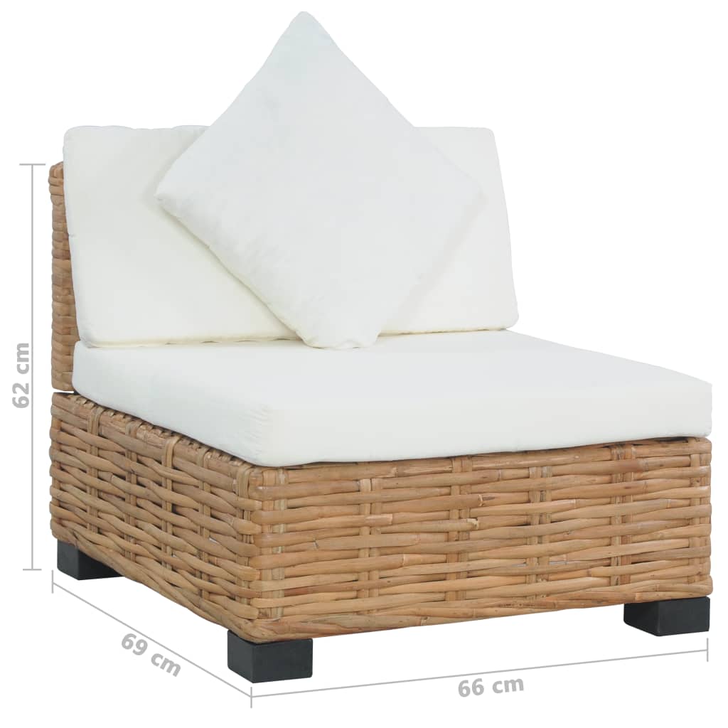 Armless Sofa with Cushions Natural Rattan - Newstart Furniture