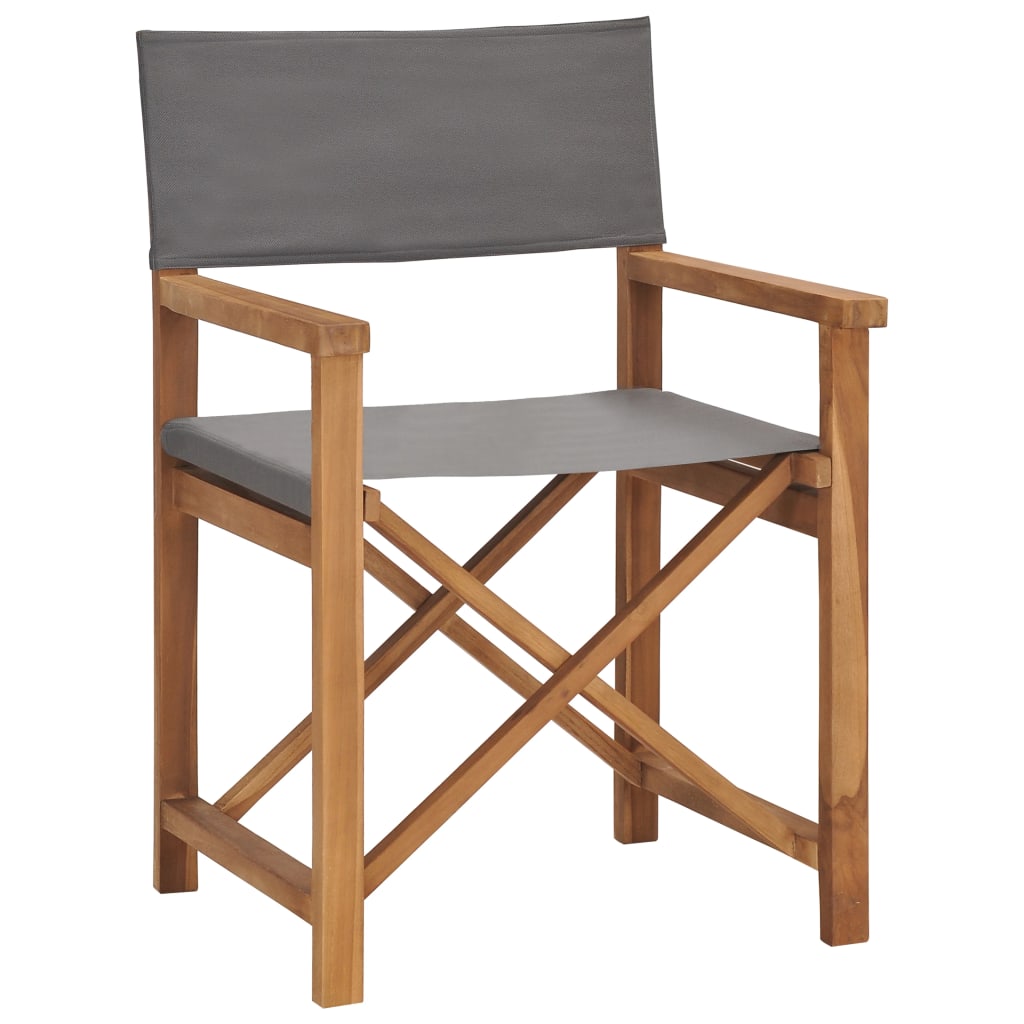 Director's Chair Solid Teak Wood Grey - Newstart Furniture