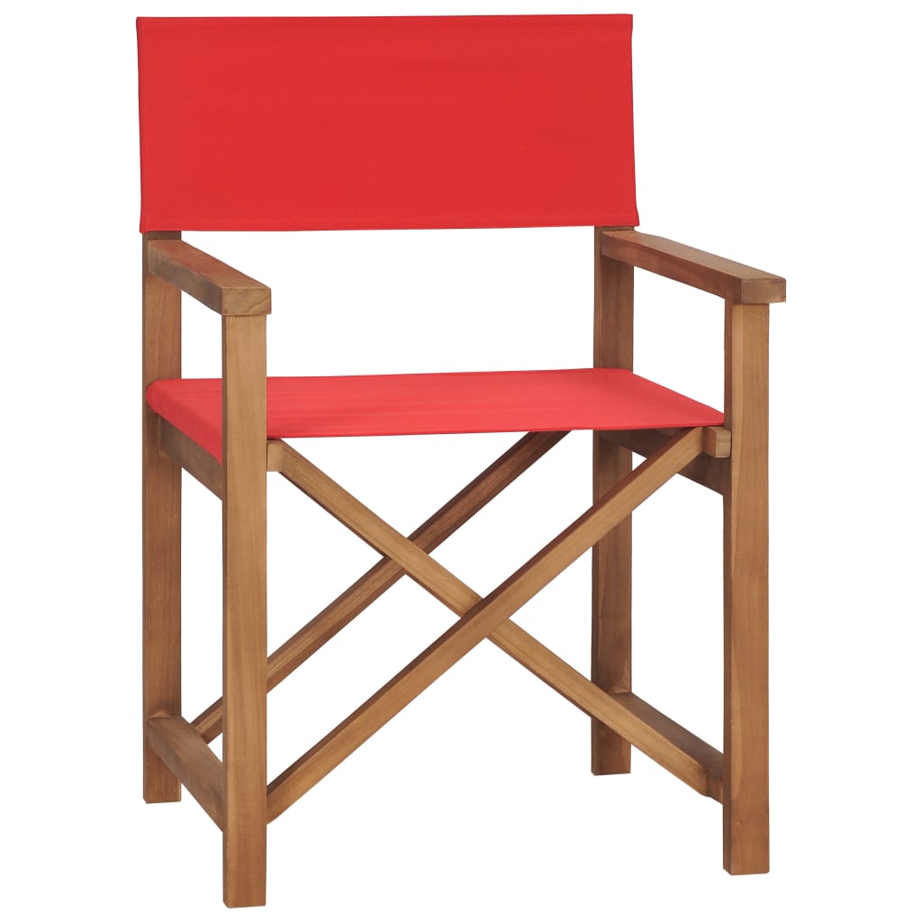 Director's Chair Solid Teak Wood Red - Newstart Furniture