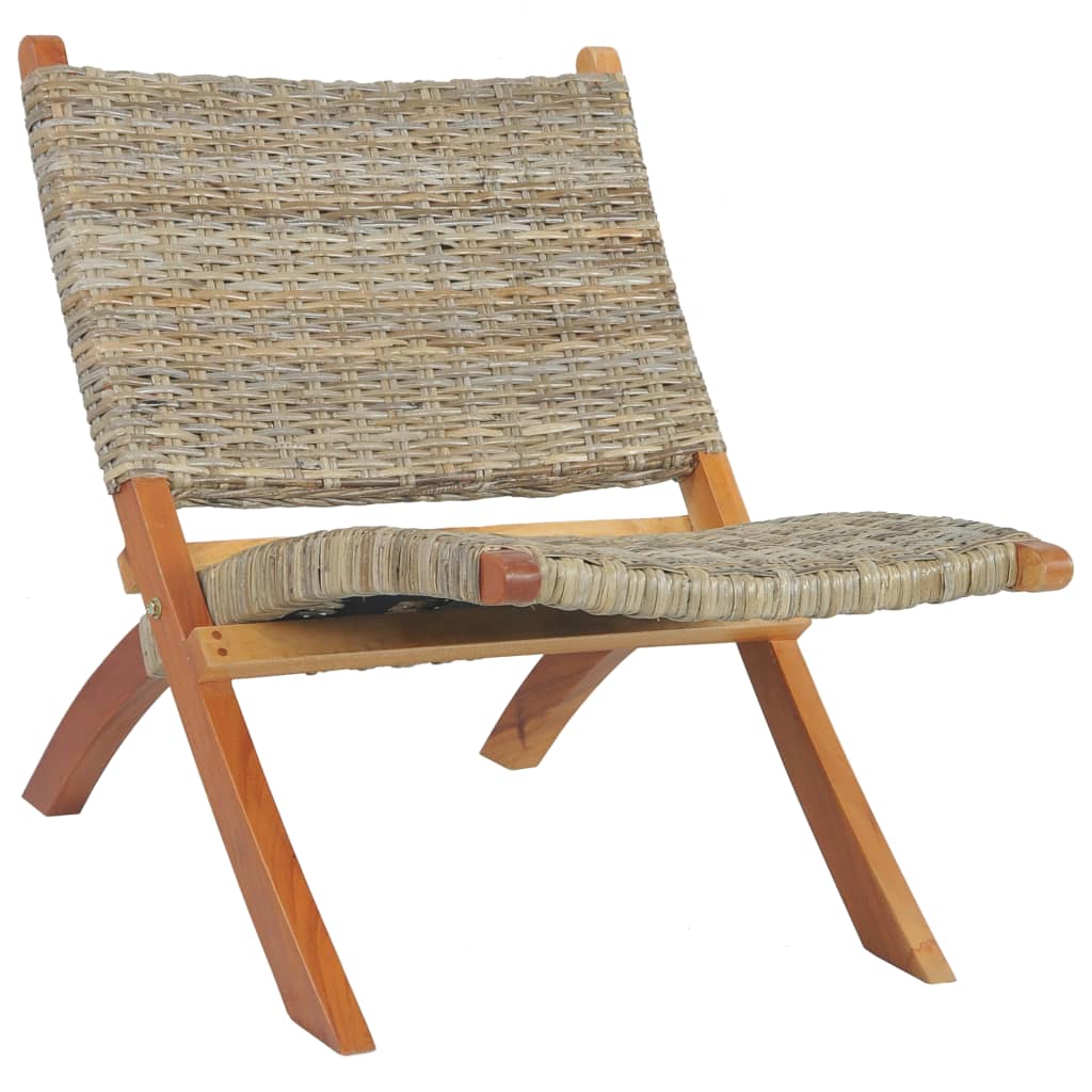 Relaxing Chair Natural Kubu Rattan and Solid Mahogany Wood - Newstart Furniture