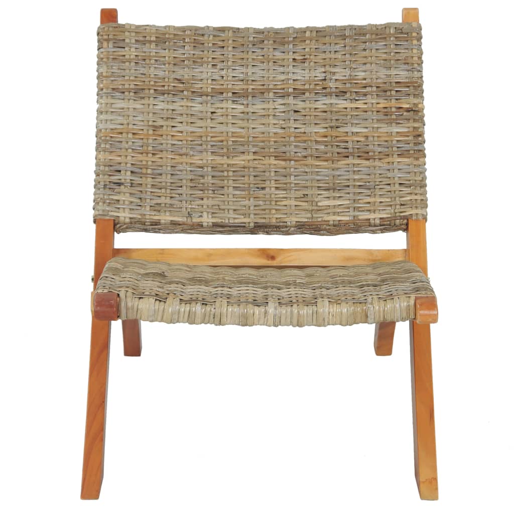 Relaxing Chair Natural Kubu Rattan and Solid Mahogany Wood - Newstart Furniture