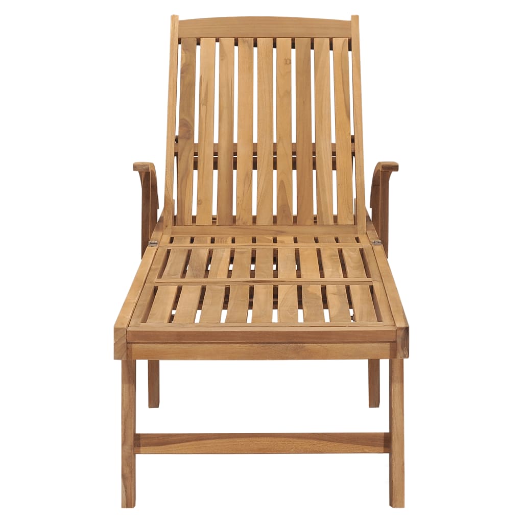 Sun Lounger with Table Solid Teak Wood - Newstart Furniture