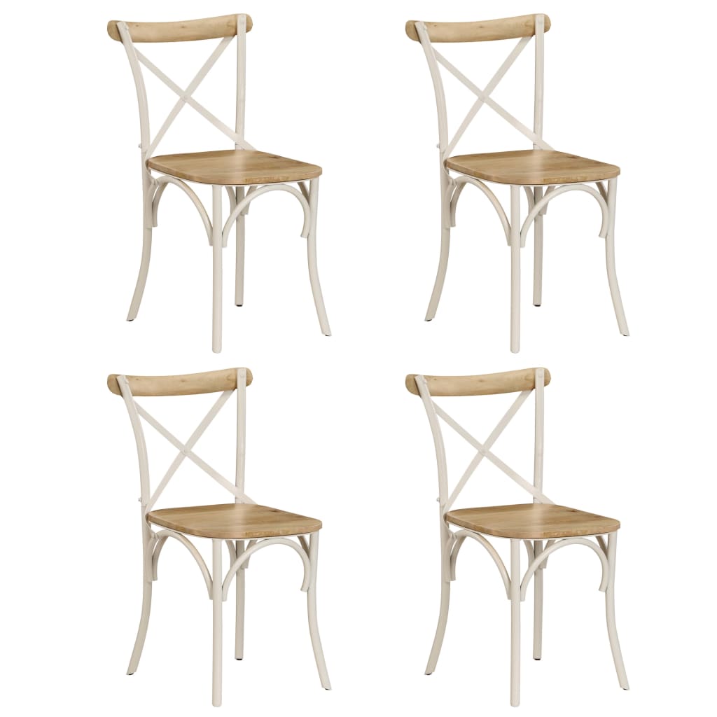 Cross Chairs 4 pcs White Solid Mango Wood - Newstart Furniture