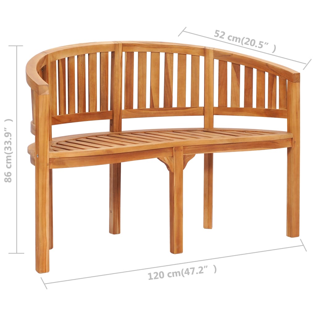 Banana Bench 120 cm Solid Teak Wood - Newstart Furniture