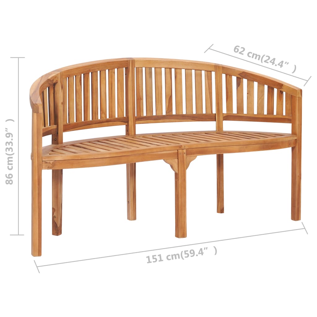 Banana Bench 151 cm Solid Teak Wood - Newstart Furniture