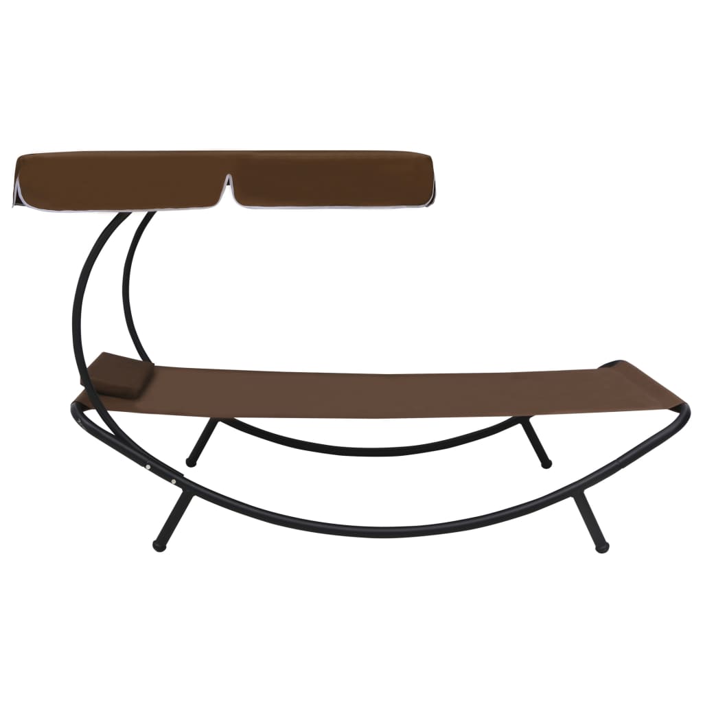 Outdoor Lounge Bed with Canopy & Pillow Brown - Newstart Furniture