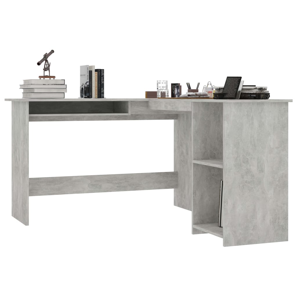 L-Shaped Corner Desk Concrete Grey 120x140x75 cm Engineered Wood - Newstart Furniture