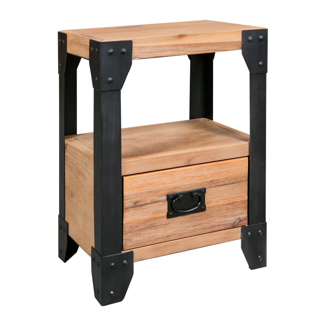 Nightstands 2 pcs Solid Acacia Wood Steel 40x30x54 cm - Newstart Furniture