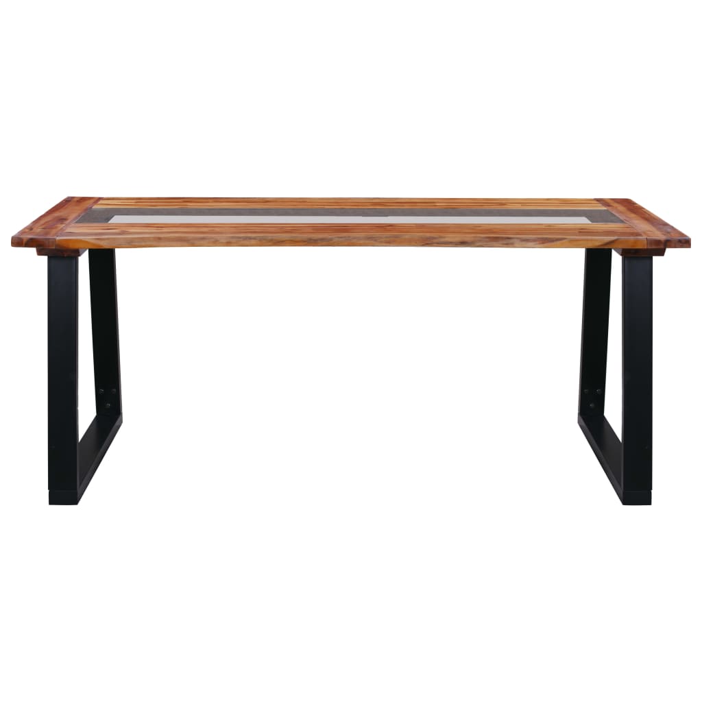 Dining Table 180x90x75 cm Solid Acacia Wood and Glass - Newstart Furniture