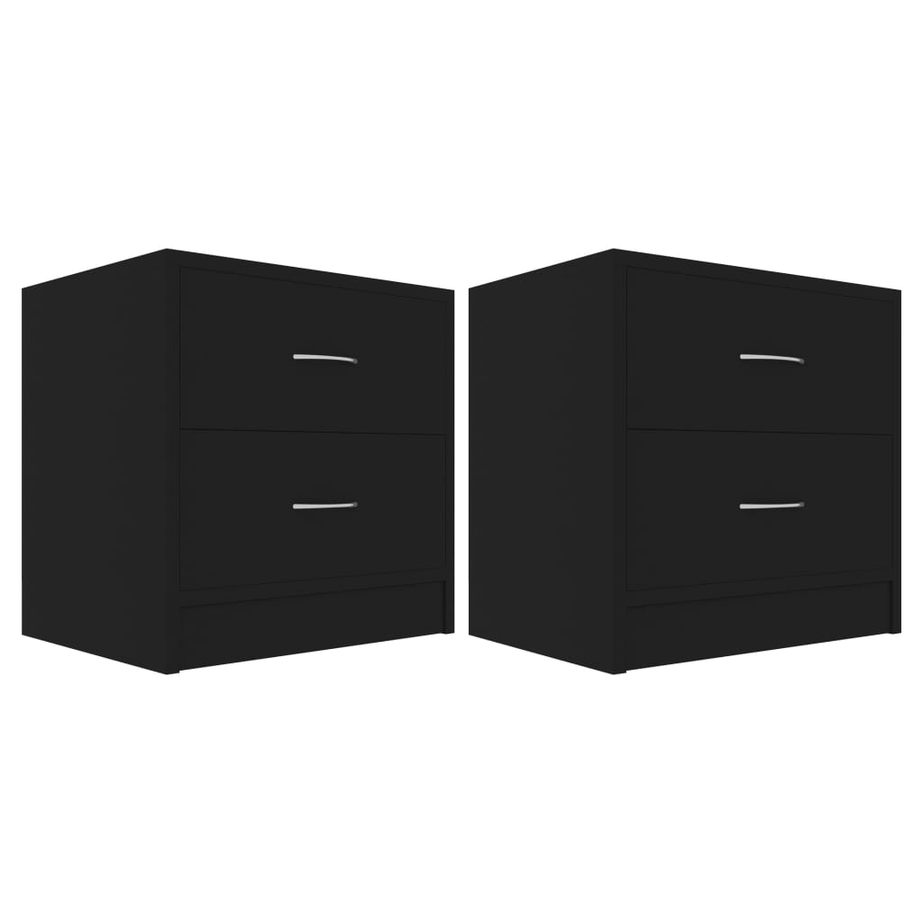 Bedside Cabinets 2 pcs Black 40x30x40 cm Engineered Wood - Newstart Furniture