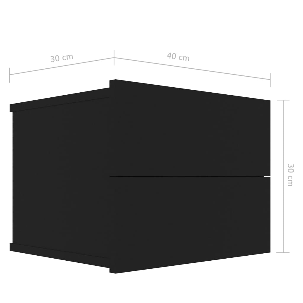 Bedside Cabinets 2 pcs Black 40x30x30 cm Engineered Wood - Newstart Furniture