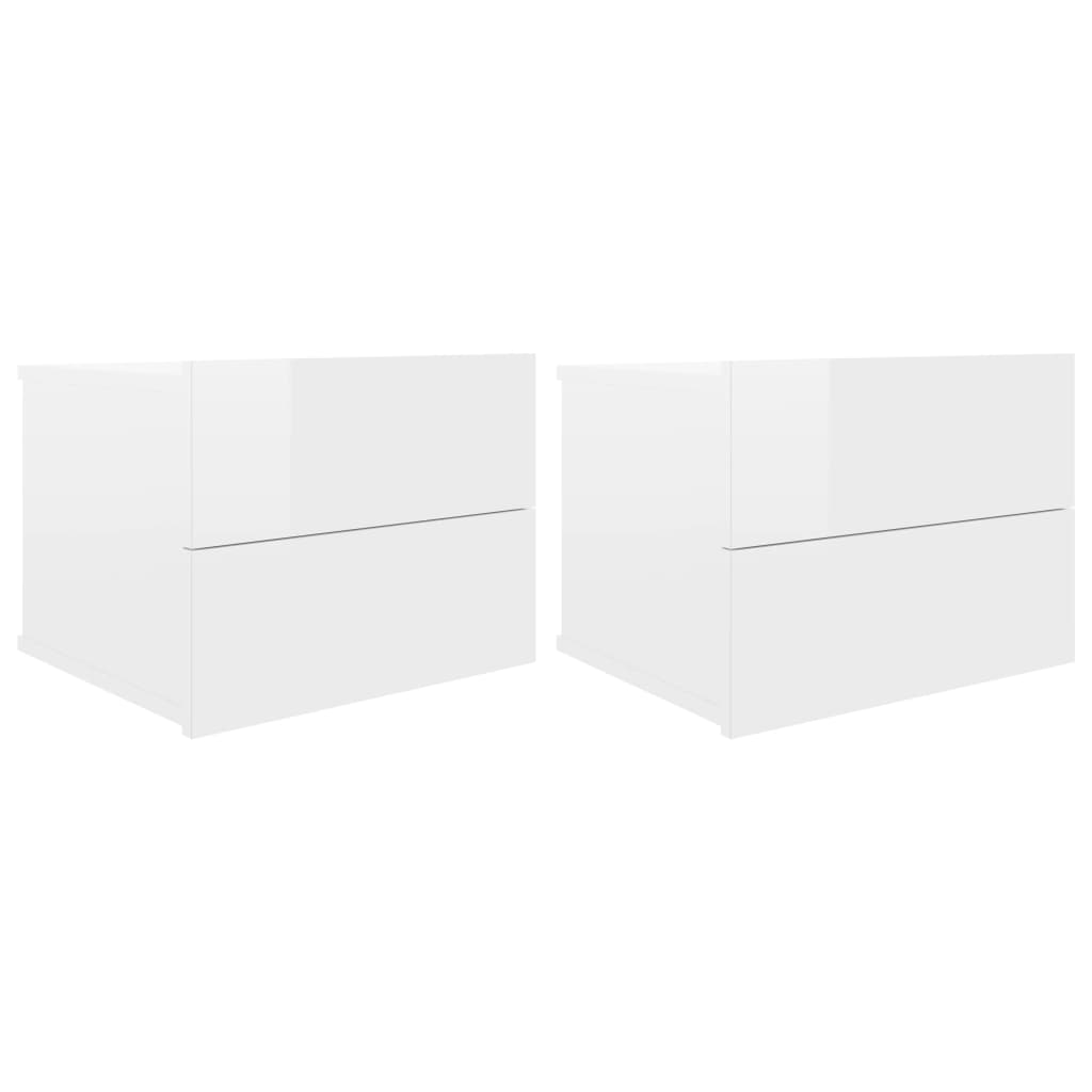 Bedside Cabinets 2 pcs High Gloss White 40x30x30 cm Engineered Wood - Newstart Furniture