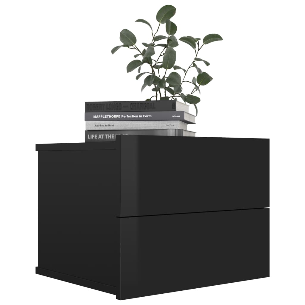 Bedside Cabinet High Gloss Black 40x30x30 cm Engineered Wood - Newstart Furniture