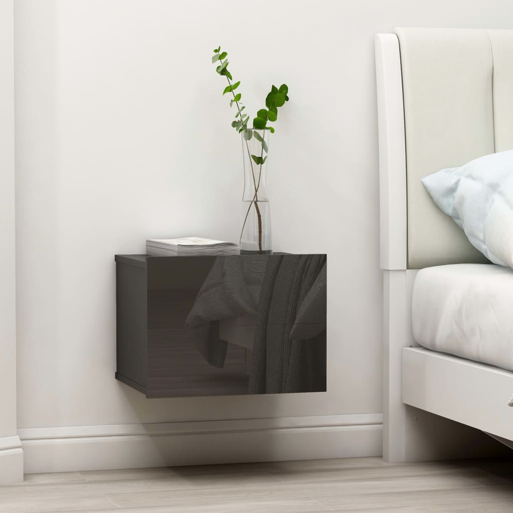 Bedside Cabinets 2 pcs High Gloss Grey 40x30x30 cm Engineered Wood - Newstart Furniture