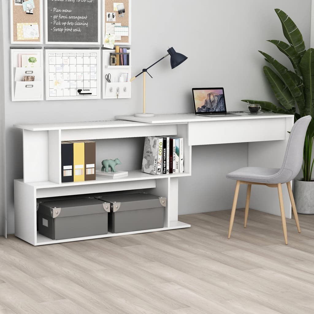 Corner Desk White 200x50x76 cm Engineered Wood - Newstart Furniture