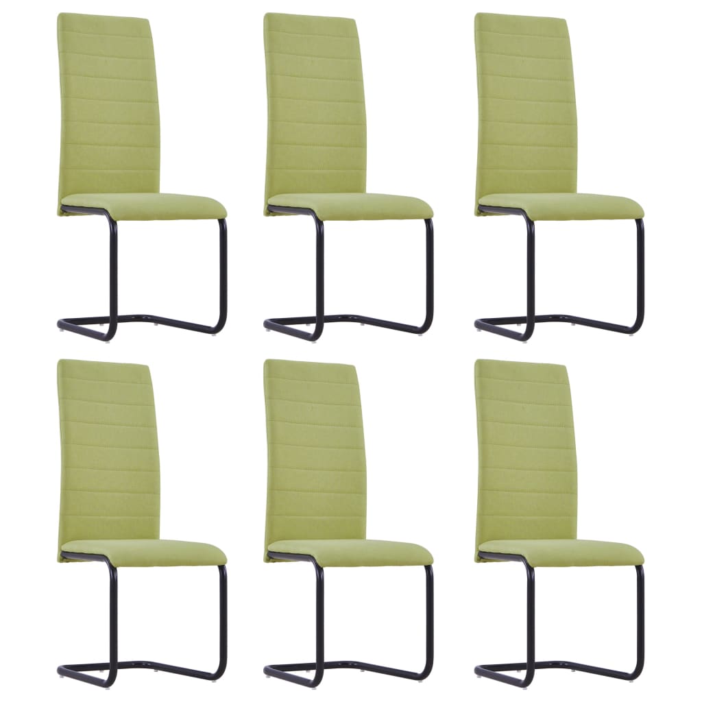 Cantilever Dining Chairs 6 pcs Green Fabric - Newstart Furniture