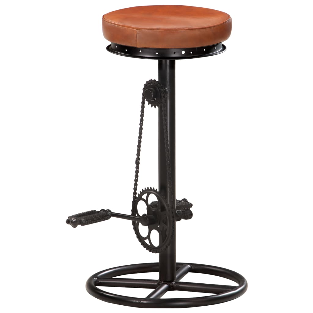 Bar Stools 2 pcs Black and Brown Real Goat Leather - Newstart Furniture