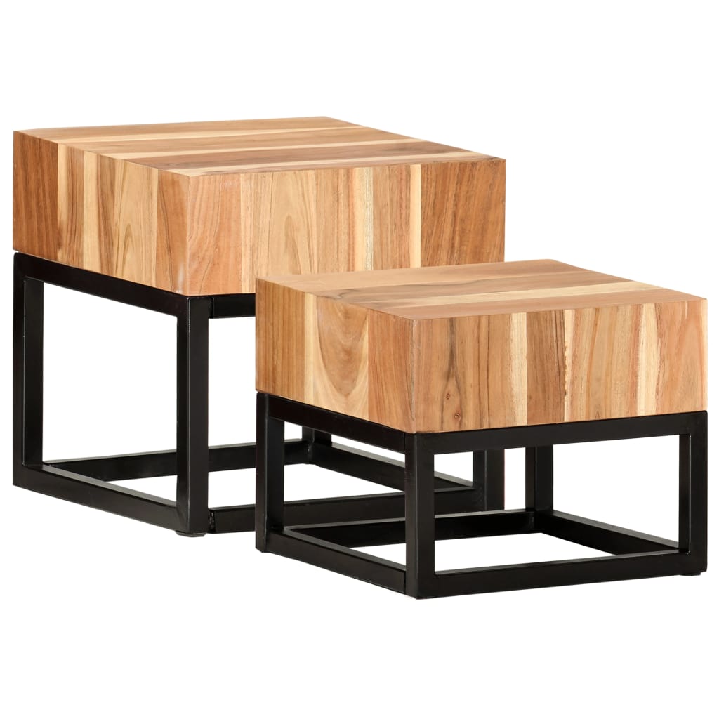 Side Tables 2 pcs Solid Acacia Wood - Newstart Furniture