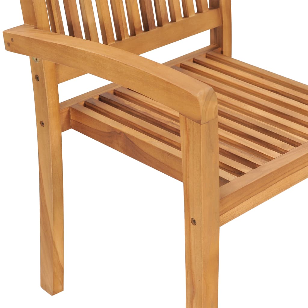 Stacking Garden Dining Chairs 2 pcs Solid Teak Wood - Newstart Furniture