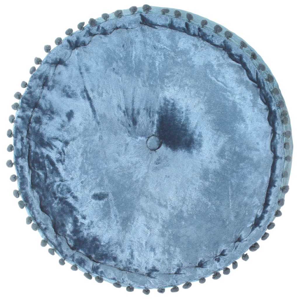 Round Pouffe Velvet 40x20 cm Blue - Newstart Furniture