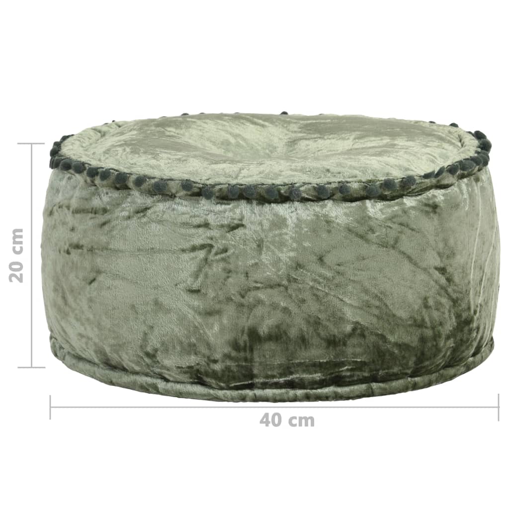 Round Pouffe Velvet 40x20 cm Green - Newstart Furniture