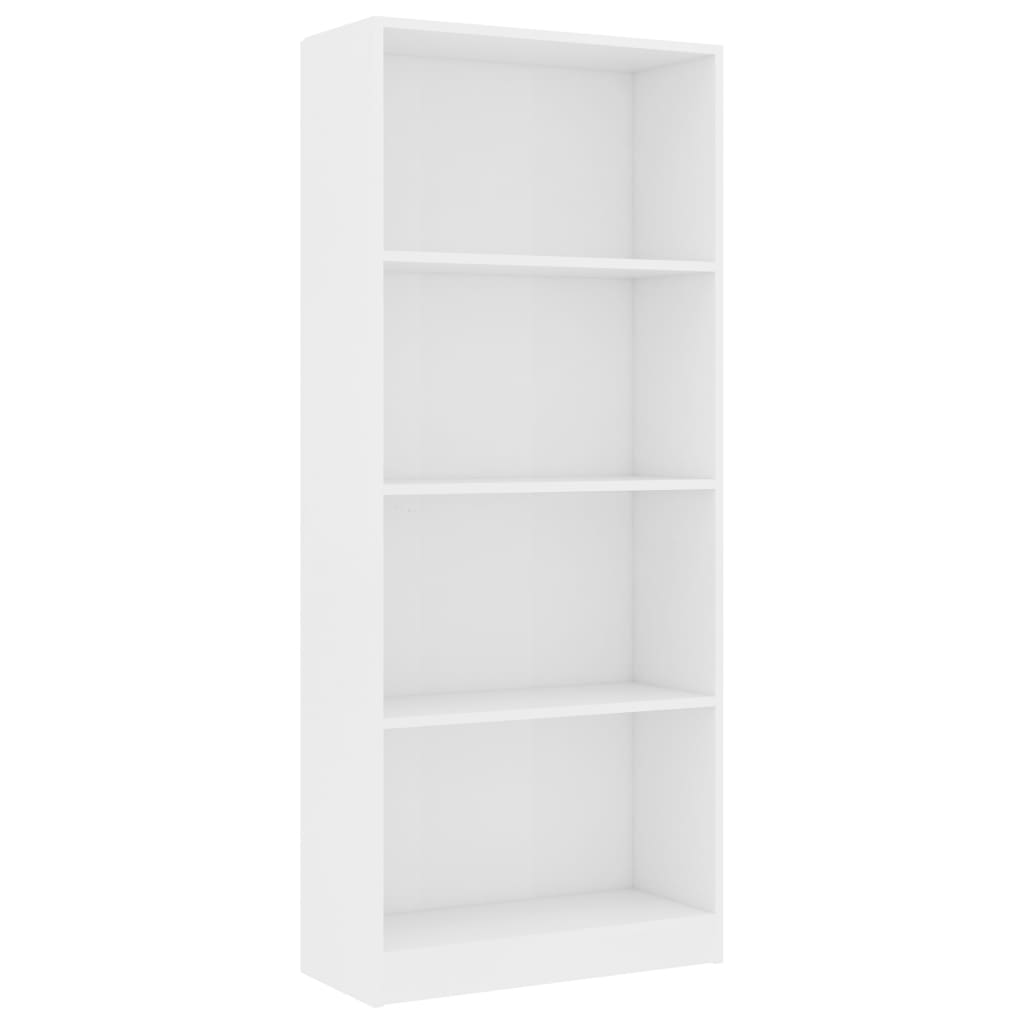 4-Tier Book Cabinet White 60x24x142 cm Engineered Wood - Newstart Furniture