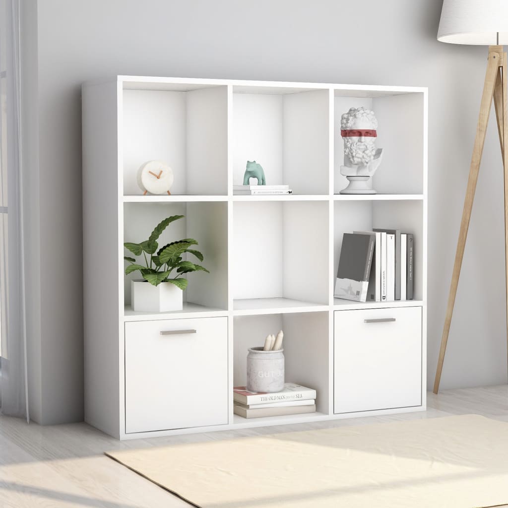 Book Cabinet White 98x30x98 cm Engineered Wood - Newstart Furniture