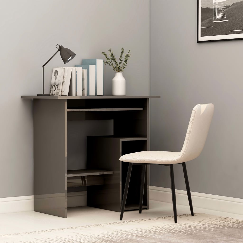 Desk High Gloss Grey 80x45x74 cm Engineered Wood - Newstart Furniture