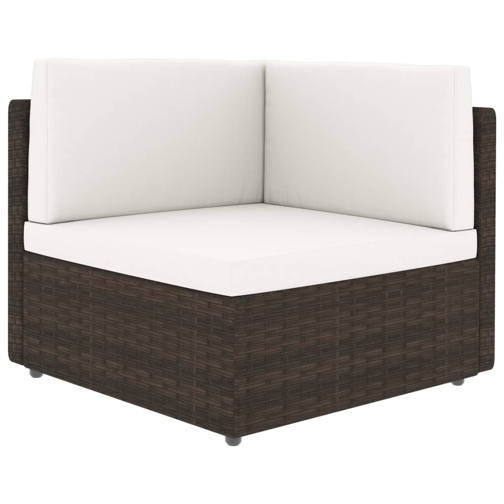 Sectional Sofa 2-Seater Poly Rattan Brown - Newstart Furniture