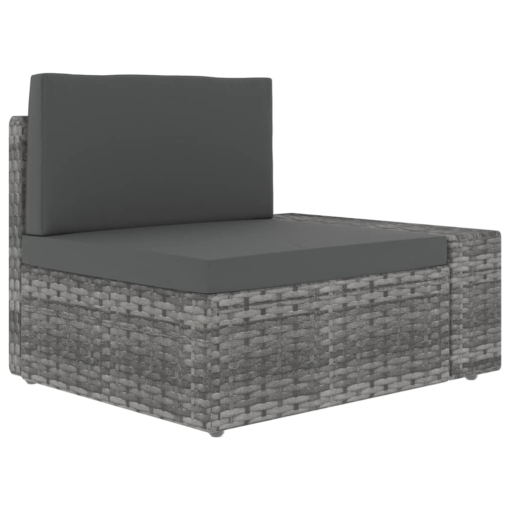 Sectional Sofa 3-Seater Poly Rattan Grey - Newstart Furniture