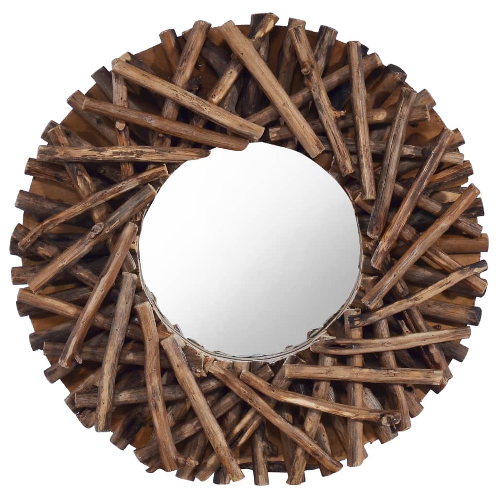 Wall Mirror 40 cm Teak Round - Newstart Furniture