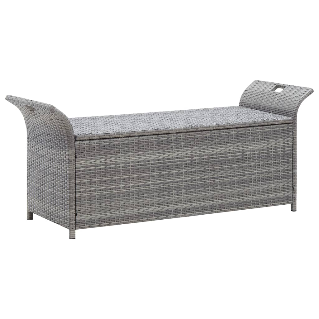 Storage Bench with Cushion Grey 138 cm Poly Rattan - Newstart Furniture