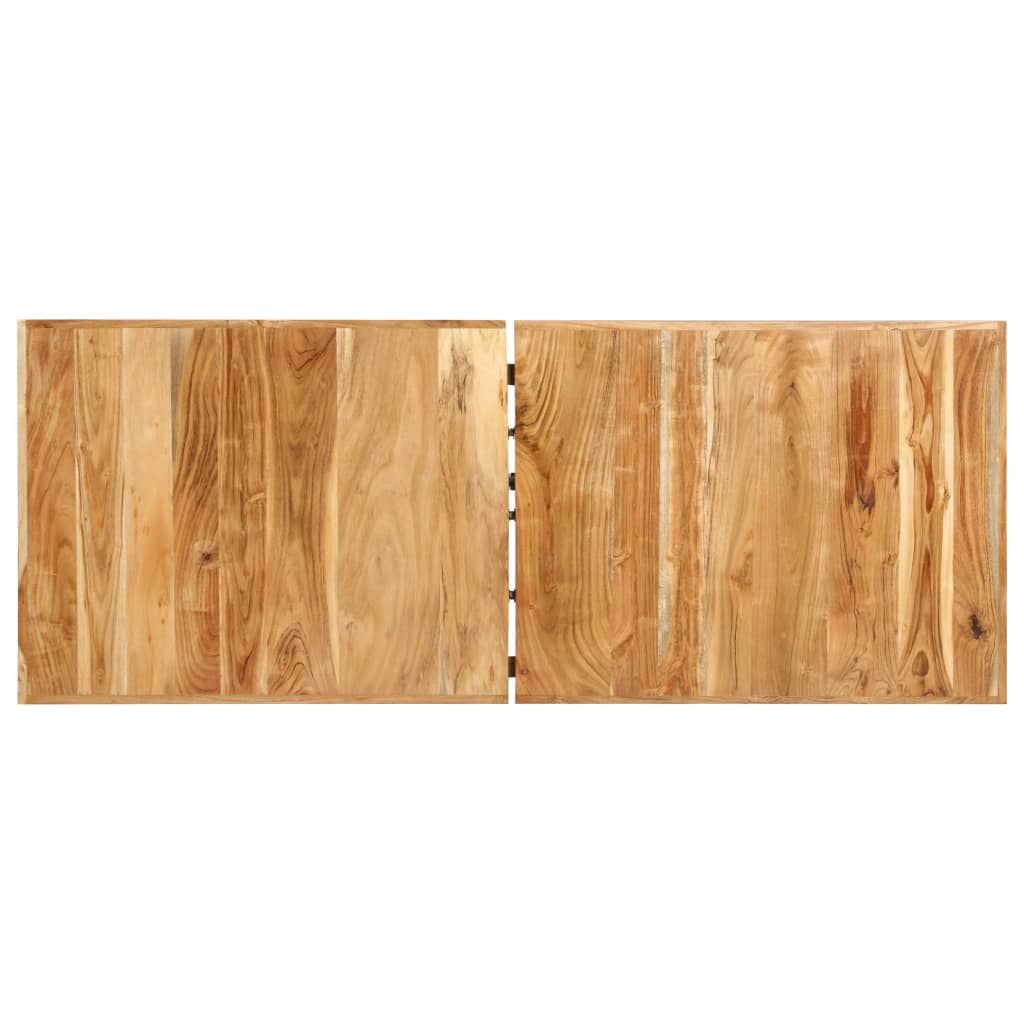 9 Piece Bar Set Solid Acacia Wood. Genuine Leather & Canvas - Newstart Furniture