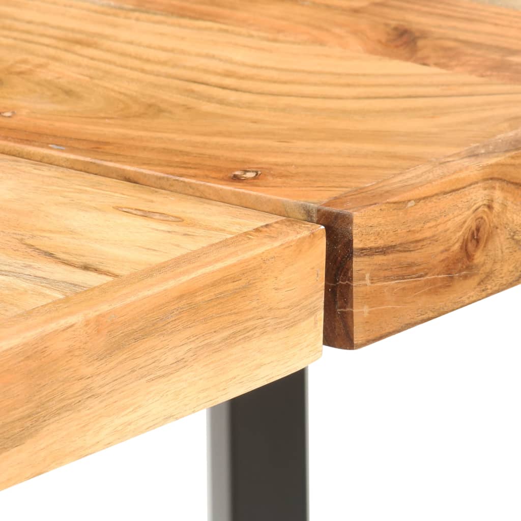 9 Piece Bar Set Solid Acacia Wood. Genuine Leather & Canvas - Newstart Furniture