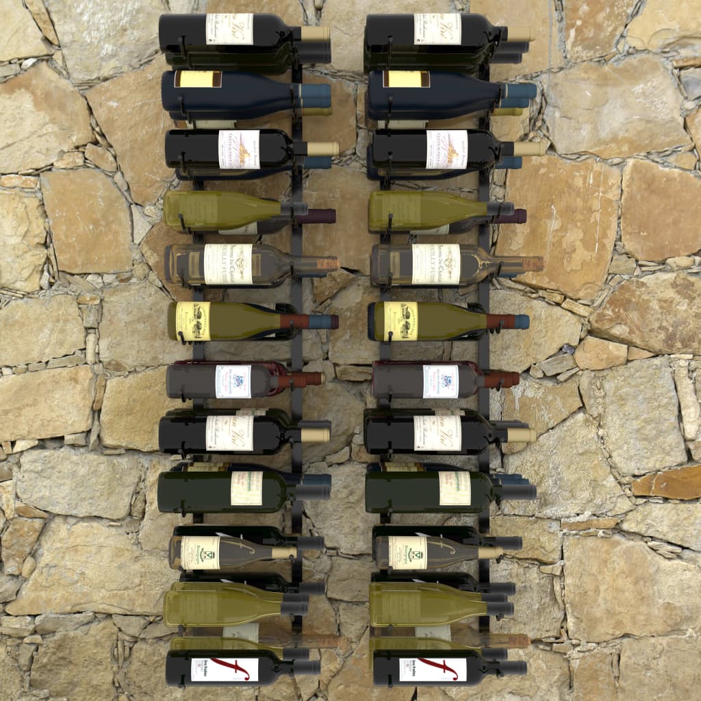 Wall-mounted Wine Racks for 72 Bottles 2 pcs Black Iron - Newstart Furniture