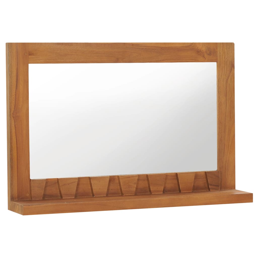 Wall Mirror with Shelf 60x12x40 cm Solid Teak Wood - Newstart Furniture