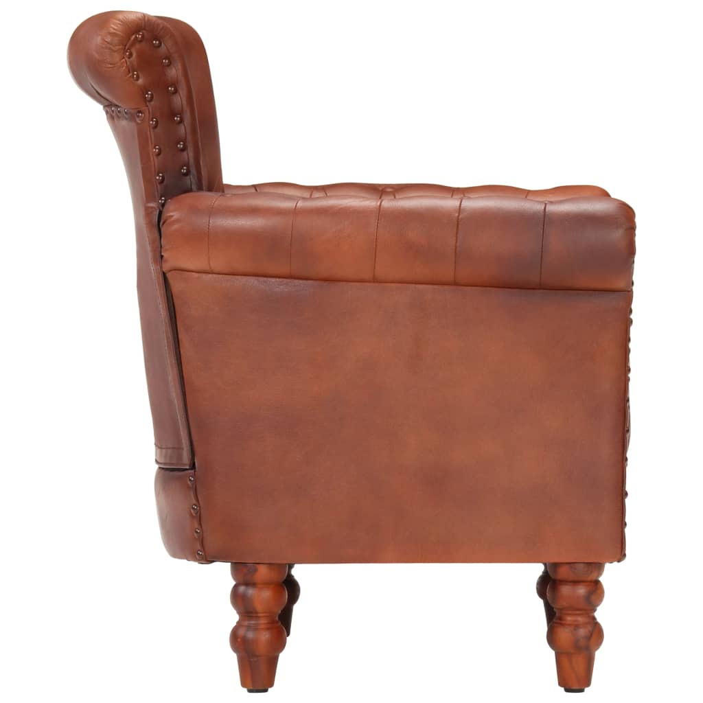 Armchair Brown Real Goat Leather - Newstart Furniture