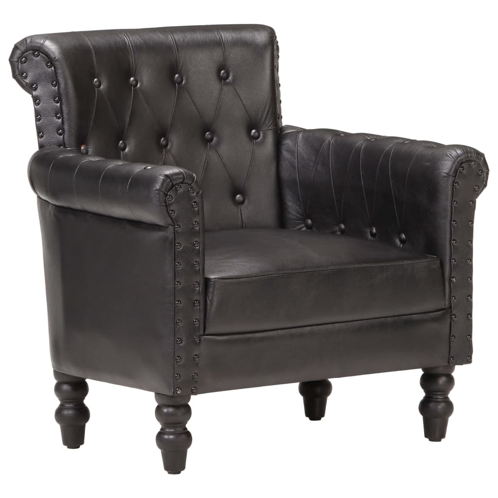 Armchair Black Real Goat Leather - Newstart Furniture