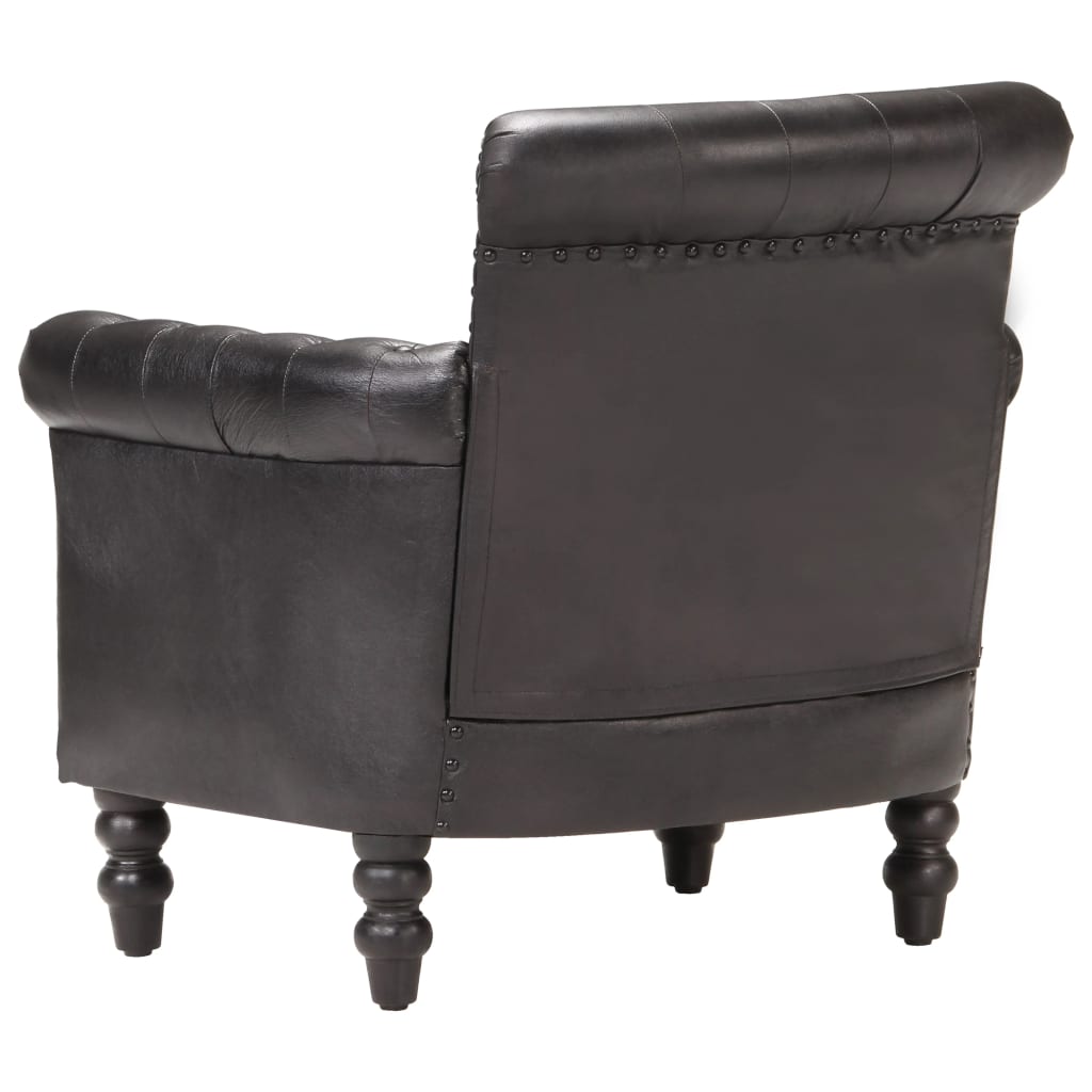 Armchair Black Real Goat Leather - Newstart Furniture