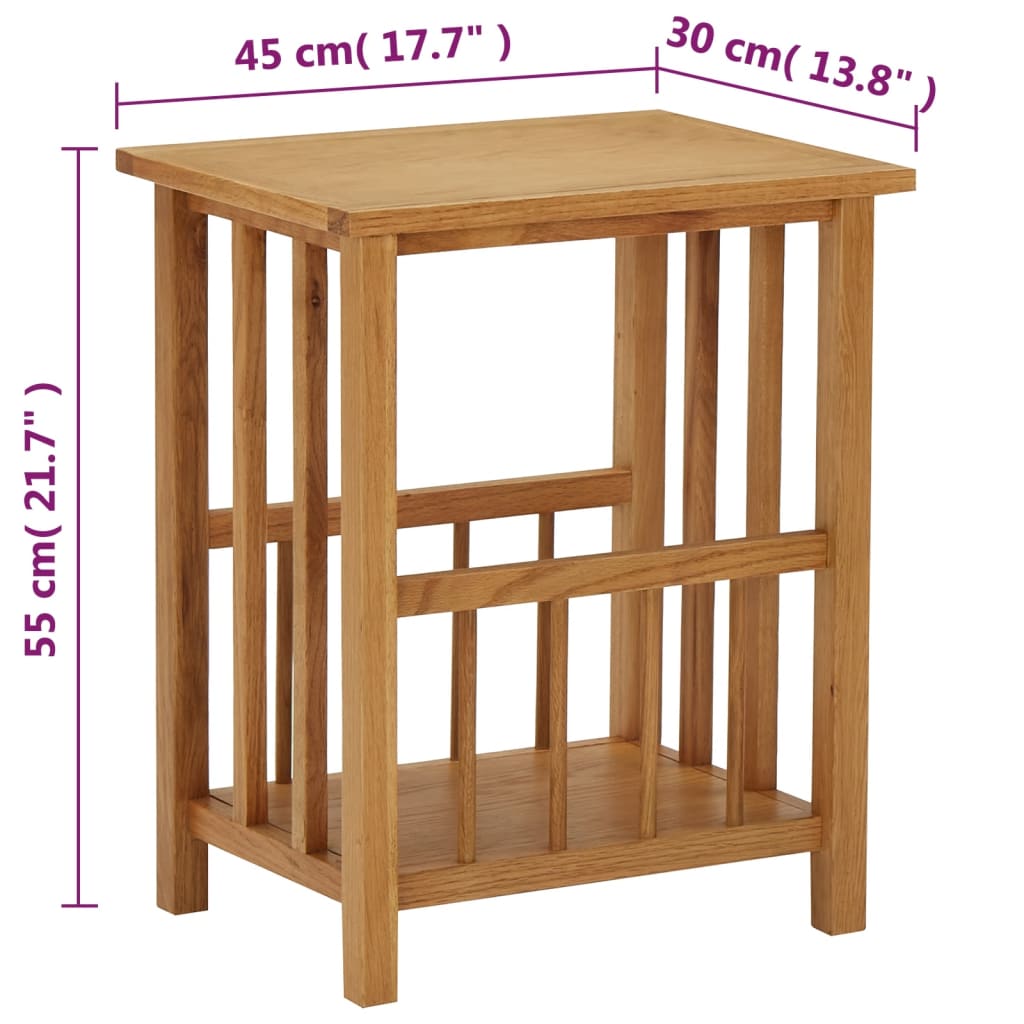 Magazine Table 45x35x55 cm Solid Oak Wood - Newstart Furniture
