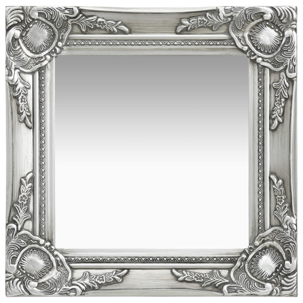 Wall Mirror Baroque Style 40x40 cm Silver - Newstart Furniture