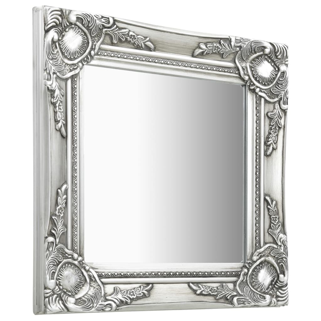 Wall Mirror Baroque Style 40x40 cm Silver - Newstart Furniture
